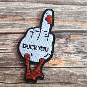 Duck You Funny Middle Finger Goose Punk Rock Y2k Embroidered Iron on Patch